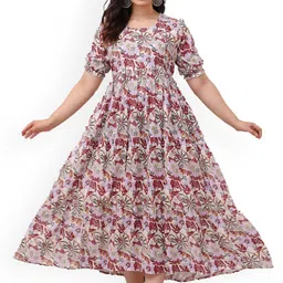 Charnest Women Floral Printed Sequinned Anarkali Kurta-image-0