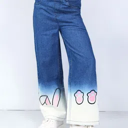 Naughty Ninos Girls Ombre Comfort Flared Mid-Rise Light Fade Embroidered Pure Cotton Jeans-image-42