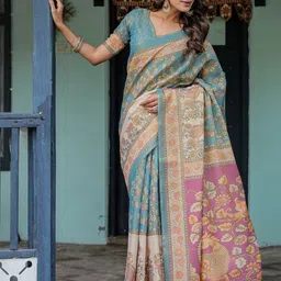 MAHARANI COUTURE Floral Printed Pure Cotton Kanjeevaram Saree image 5