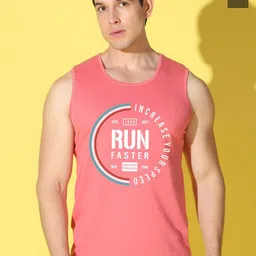 WOOSTRO Pack Of 2 Printed Combed Cotton Gym Vests -VWS26(RUN PEACH)(ENJOY OLIVE)-PEACH-picture-37