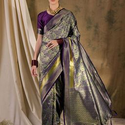 MANVAA Ethnic Motifs Woven Design Zari Banarasi Saree-picture-47