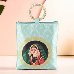 Kuber Industries Set Of 4 Maharani Printed Silk Clutches With Zip & Handle-picture-15