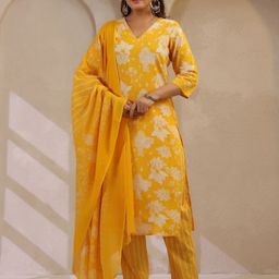 Anouk Rustic Women Floral Printed Cotton Kurta with Trousers & Dupatta-picture-43