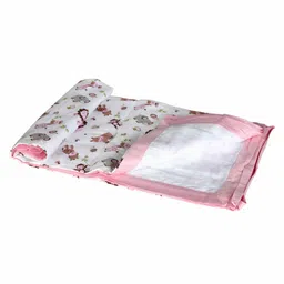 My Milestones Muslin Blanket 3 Layered (Size 43x43 Inches) Zoo Print - Pink image 5