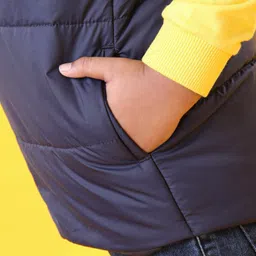 Babyhug Sleeveless Jacket With Hood - Blue image 5