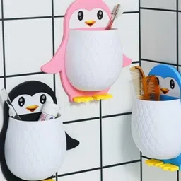 webdealz Plastic Penguin Design Wall Mounted Storage Organizer for Bathroom/Kitchen Etc x3.215 Storage Basket image 3