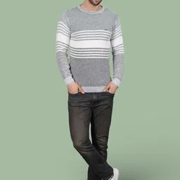 GRACIT Men Striped Woollen Pullover image 4