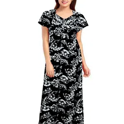 AAKARSHANA CREATION Black Pure Cotton Maxi Printed Nightdress-picture-18