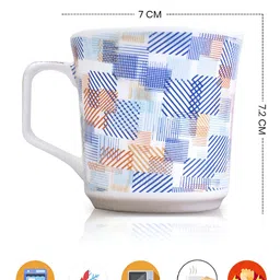 UPC White & Blue Floral Printed Ceramic Glossy Cups Set of Cups and Mugs image 3