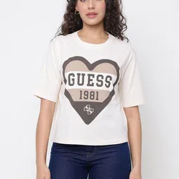 GUESS Women Printed Pure Cotton Boxy T-shirt-image-35