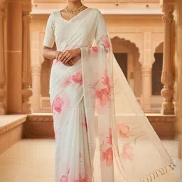 ZAMUNA Floral Pure Georgette Bhagalpuri Saree-picture-46