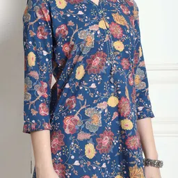 Rajnandini Floral Jaipuri Printed V-Neck Pure Cotton Kurti image 5