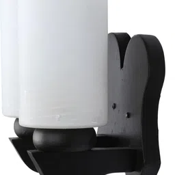 1ST TIME White & White Textured Wood Cylinder Shaped Wall Lamp image 2