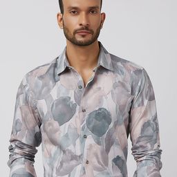 Mufti Men Spread Collar Abstract Printed Cotton Slim Fit Casual Shirt-picture-37