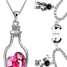 JAGSUN Silver-Plated Heart Shaped Pendants with Chains-image-7