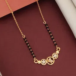 ABDESIGNS Rose Gold-Plated Artificial Stones and Beads Mangalsutra-image-61