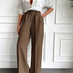 Next One Women Smart Loose Fit High-Rise Easy Wash Pleated Trousers-picture-22