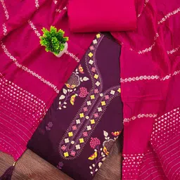 KALINI Women Cotton Blend Embroidered Dress Material-picture-17