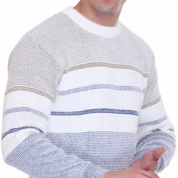 himyug Men Colorblock Round Neck Dark Green Sweater image 3