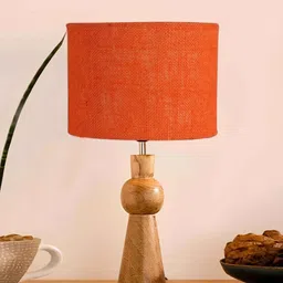 new era Orange Jute table lamp with Wood Natural base (7X18.25 inches) image 2