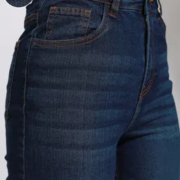 tokyo talkies Women Straight Fit Mid Rise Dark Blue Jeans image 4