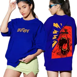 leotude Women Printed Round Neck Cotton Blend Blue T-Shirt-picture-26