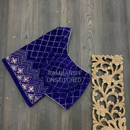 drixa Unstitched Velvet Blouse Material Embellished image 2