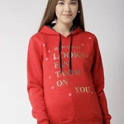 Fort Collins Women Red Printed Hooded Sweatshirt-picture-39