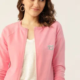 DressBerry Women Pink Solid Sweatshirt-image-11