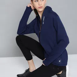 HRX by Hrithik Roshan Women Medieval Blue Solid Rapid-Dry Antimicrobial Training Jacket-picture-17