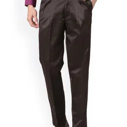 Peter England Men Brown Solid Formal Trousers-picture-19