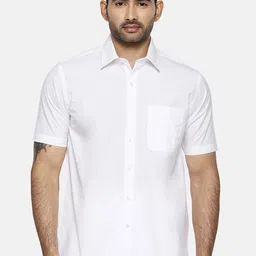 Ramraj Men White Original Regular Fit Solid Ethnic Shirt image 1