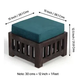 Ikiriya Black Textured Wooden Dark Mahagony Finish Coffee Table with Stool and Cushions image 4