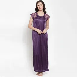 Secret Wish Women's Satin Purple Solid Nighty (Free Size)-image-21