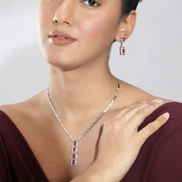 Niska Brass Cubic Zirconia Studded Jewellery Set image 1