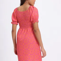 glitchez Smocked Printed Empire Fit & Flare Mini Dress image 5