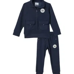 BLUE GIRAFFE Boys Navy Blue Badges And Embroidery Solid Sweatshirt-picture-17