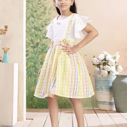 BAESD Girls Checked Flutter Sleeve Cotton A-Line Midi Dress image 3