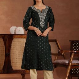 Libas Thread Work Embroidered Ethnic Motifs Straight Kurta-picture-32
