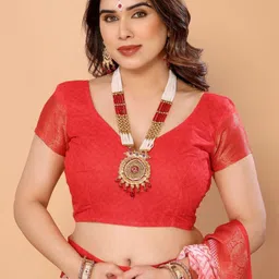 MAHARANI COUTURE Ethnic Motifs Printed Pure Linen Banarasi Saree image 4