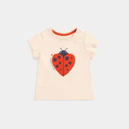 Mothercare Kids Peach Self Design T-Shirt-image-6