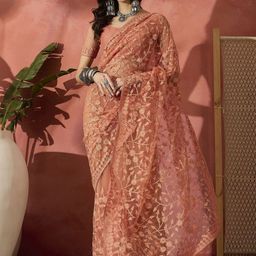 Sangria Women Embroidered Net Saree With Unstitched Blouse-picture-22