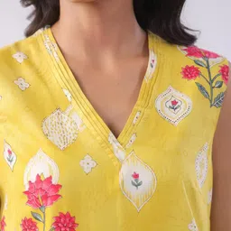 JISORA Printed Pure Cotton V-Neck Top With Trousers Co-Ords image 5