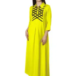 PATRORNA Yellow Printed Nighty-image-3