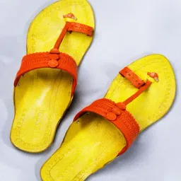 Kalapuri Women's Orange Kolhapuri Sandals-picture-12