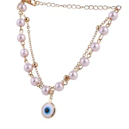 Jewelz Gold-Plated Evil Eye & Pearl Beaded Charm Bracelet image 2