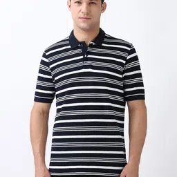 Peter England Men Striped Polo Collar Cotton T-shirt-picture-40