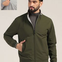 Blackberrys Men Mock Collar Solid Casual Bomber Reversible Jacket-picture-38