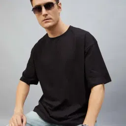 CHIMPAAANZEE Black Loose Fit Oversized Crew T-Shirt-picture-14