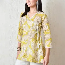 DECKEDUP Green Cotton Floral Tunic image 3